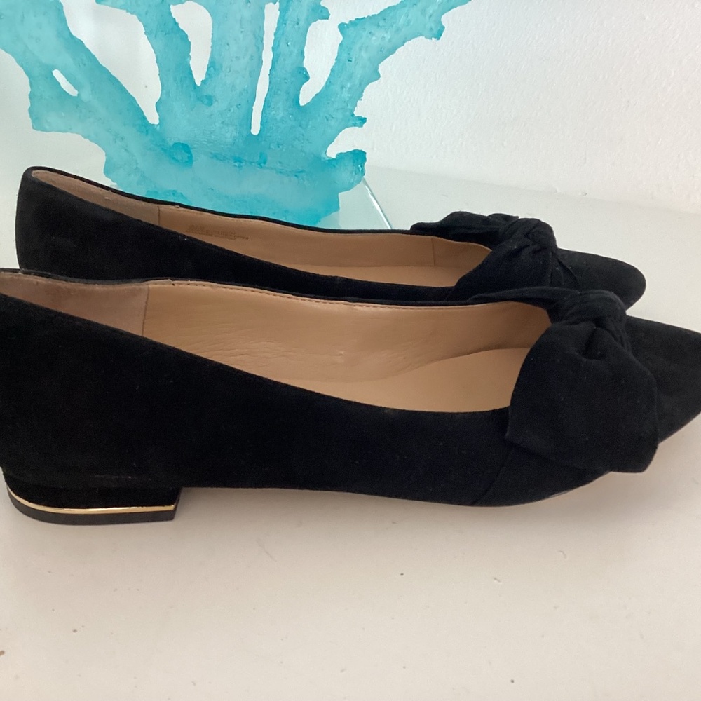 Talbots women’s black suede bow embellishments flats shoes 8.5 M - Picture 3 of 9
